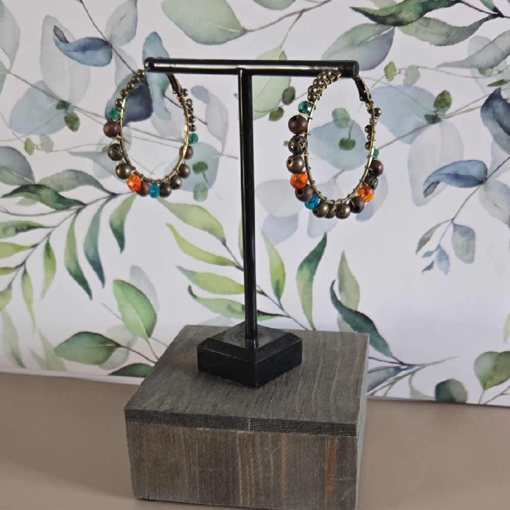 Colorful Beaded Hoop Earrings